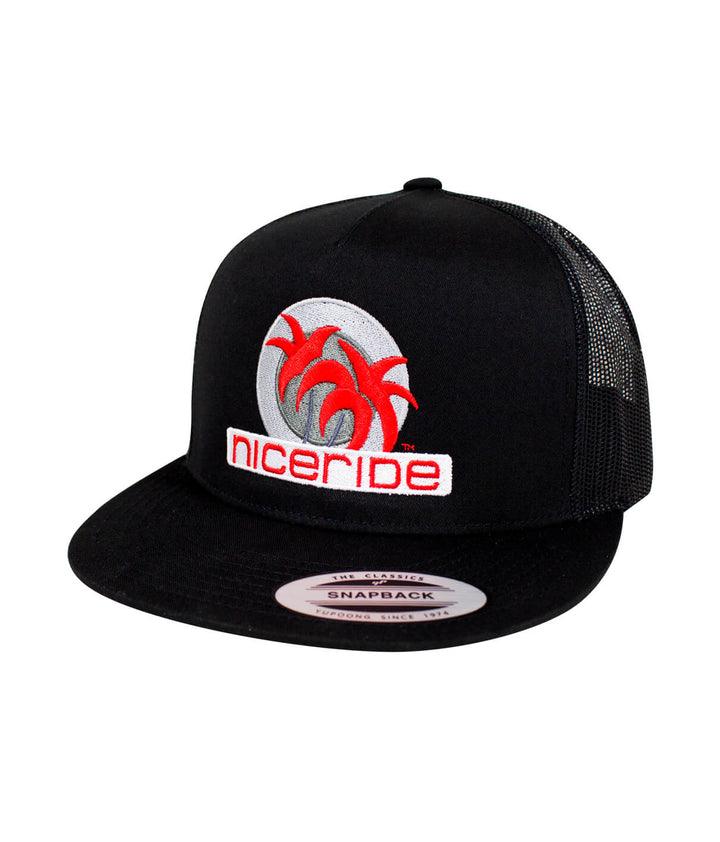 Metro Palm trucker baseball cap featuring NICERIDE design, a stylish hat for outdoor adventures.