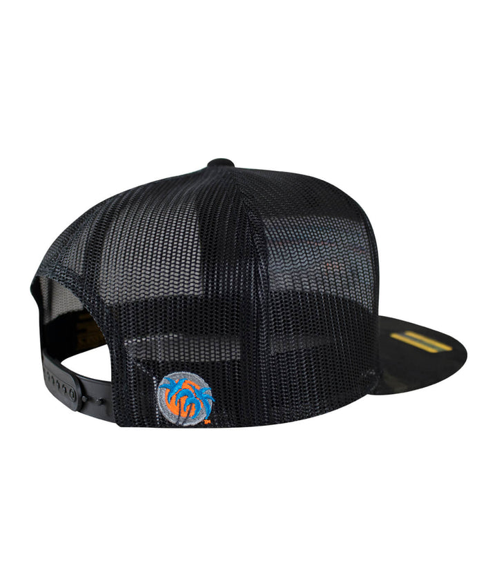 Back view of the Buck-Eye Explorer Horizon unisex snapback trucker hat showcasing its mesh design and embroidered logo.