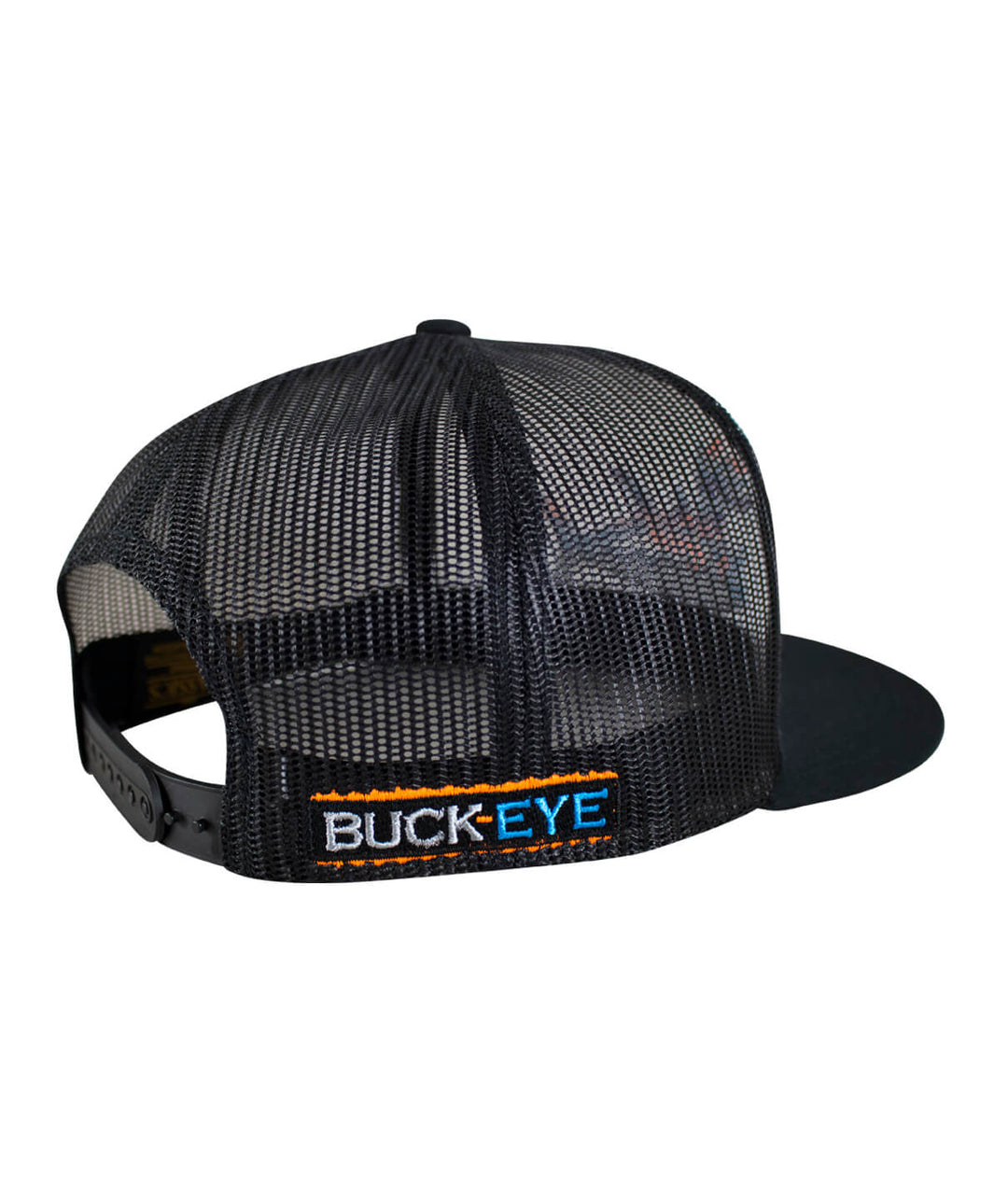 Back view of the "Buck-Eye Explorer" Unisex Snapback Trucker Hat showing the mesh design and logo embroidery.