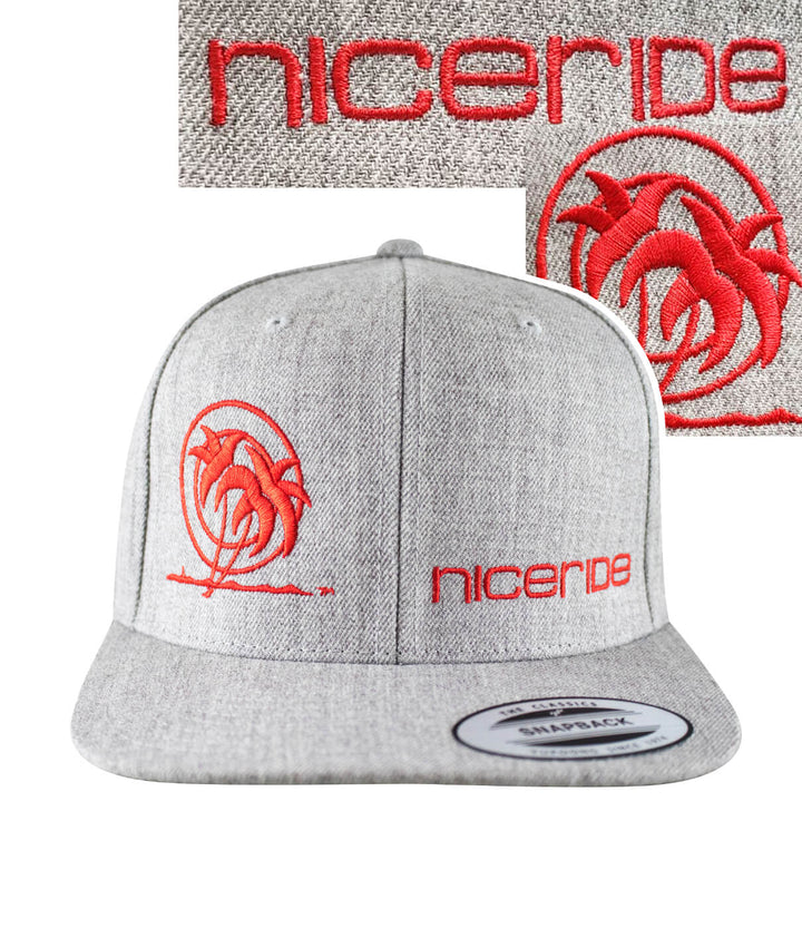 Palm Tower Heather Grey Snapback Hat featuring NICERIDE&