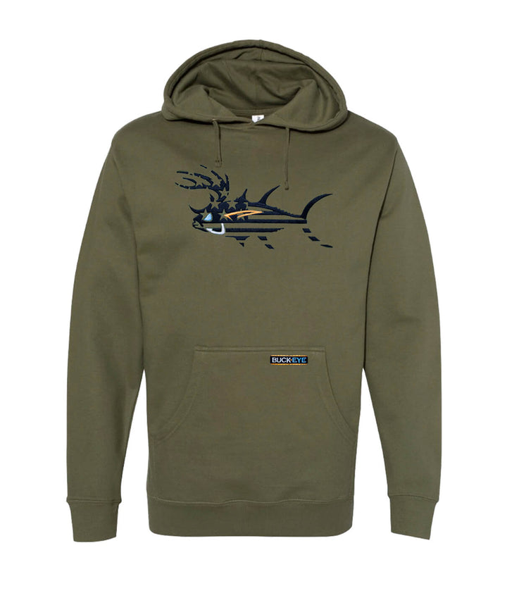 "Buck-Eye Faded Glory" Black or Green Pullover Hoodie For Men And Women