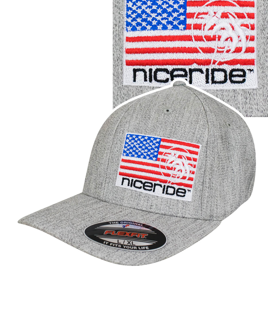 Pride - LP Classic Flexfit Hat featuring American Flag and NICERIDE logo, perfect for outdoor adventures, stylish hat.