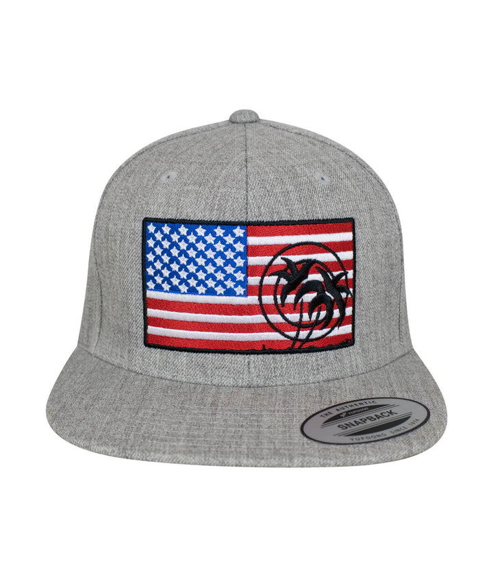 Pride Snapback Flag Hat featuring American flag design and NICERIDE logo, a stylish hat perfect for any occasion.