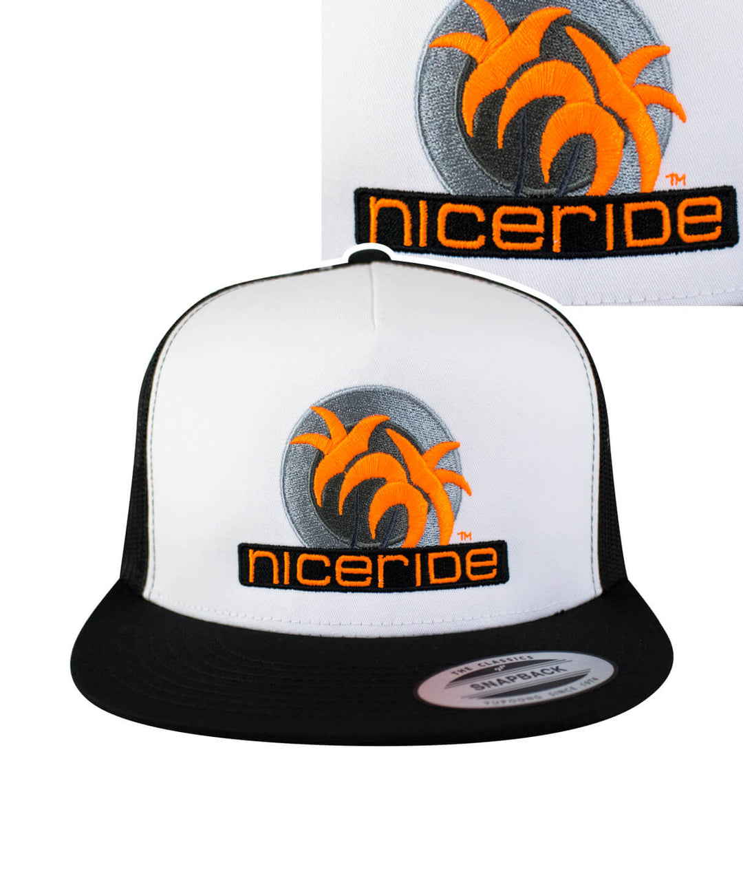 Metro Palm Trucker Baseball Cap by NICERIDE featuring embroidered logo design, a stylish hat perfect for casual wear.