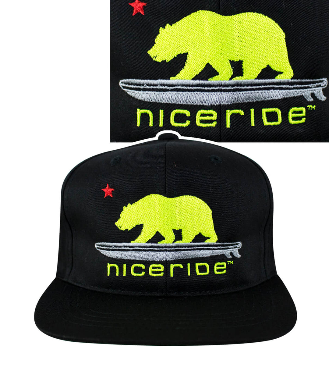 Hang 20 Youth Snapback Hat featuring NICERIDE's Bear logo and Palm design, perfect for stylish youth hats.