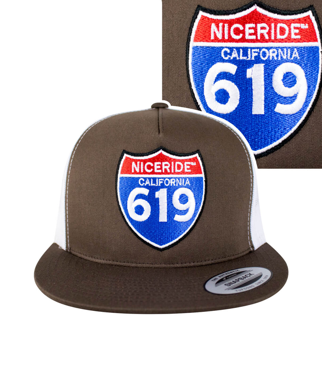 Interstate 619 unisex trucker hat with NICERIDE logo, perfect stylish hat for casual wear.