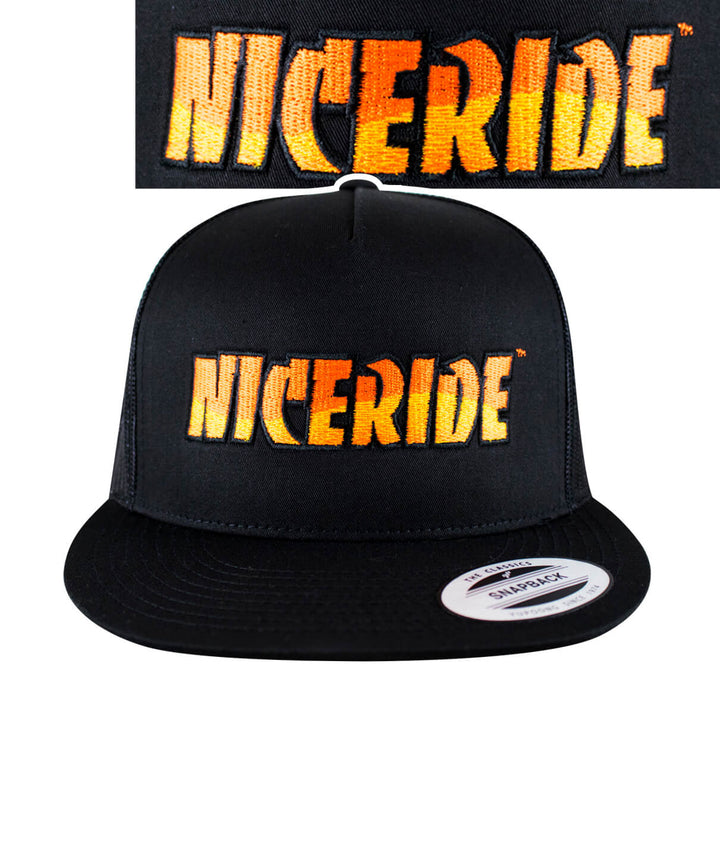 Tornado hat featuring NICERIDE embroidered logo on classic snapback trucker design.