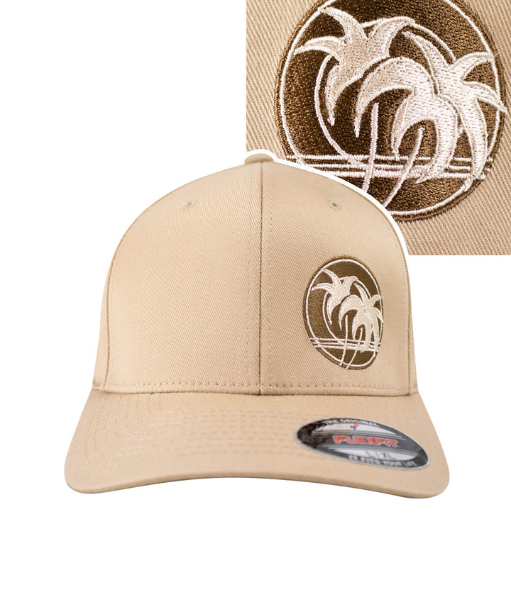 Retro Palm Classic Flexfit Hat featuring NICERIDE logo embroidered on front, perfect hat for casual wear.