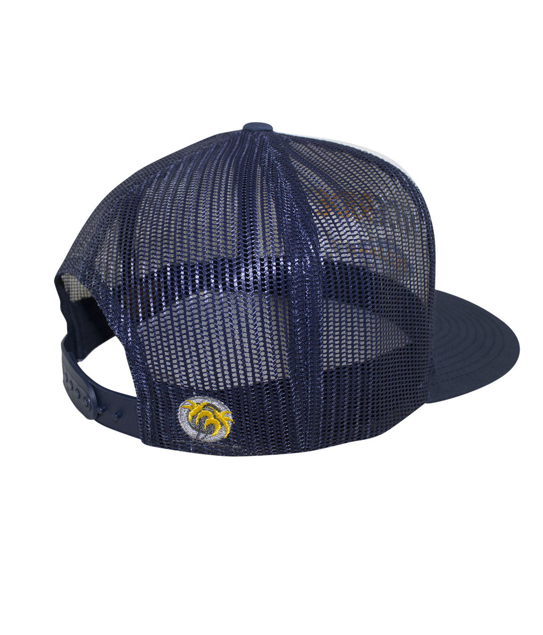 Back view of the "Sorry Charlie" hat showing the mesh design and embroidered palm logo.