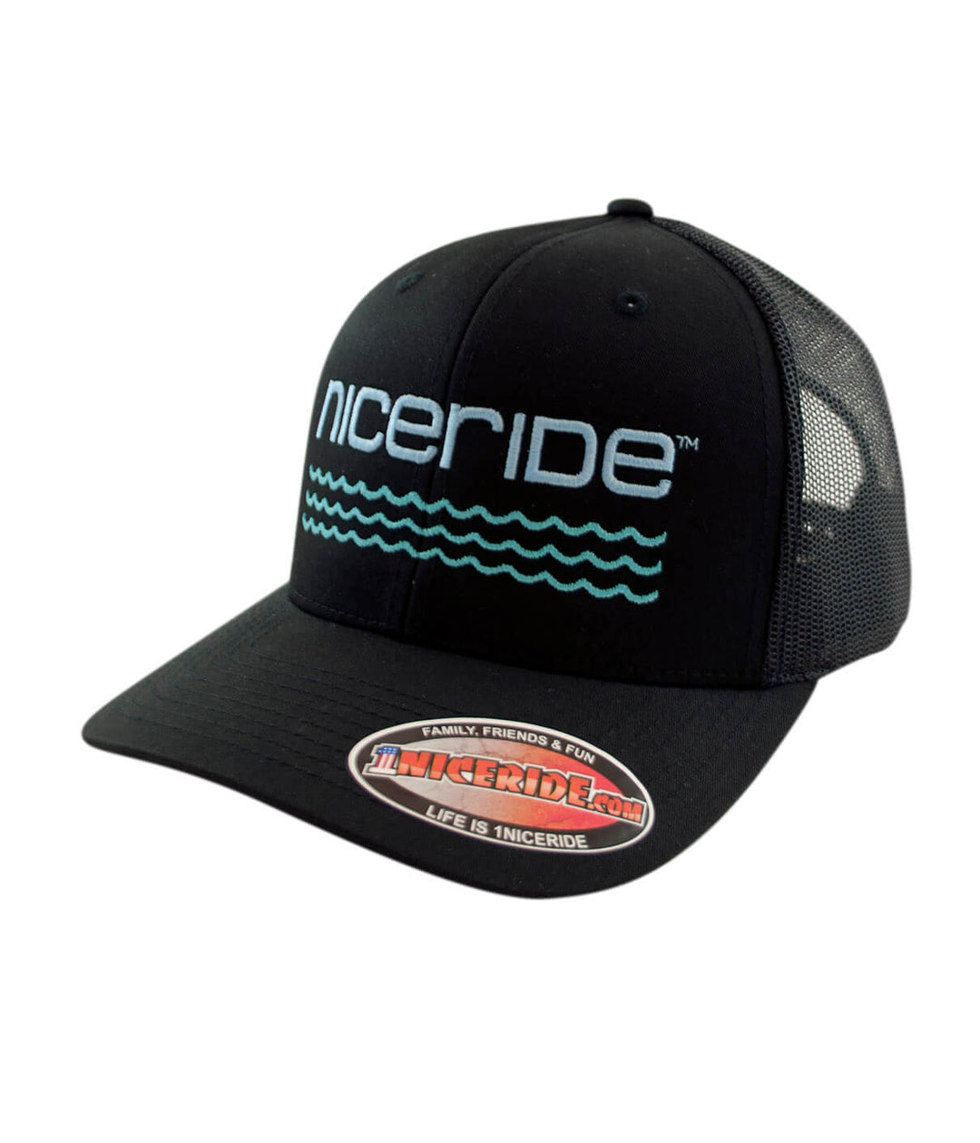 On The Water - Center Retro Trucker Baseball Cap, a stylish hat featuring NICERIDE design.