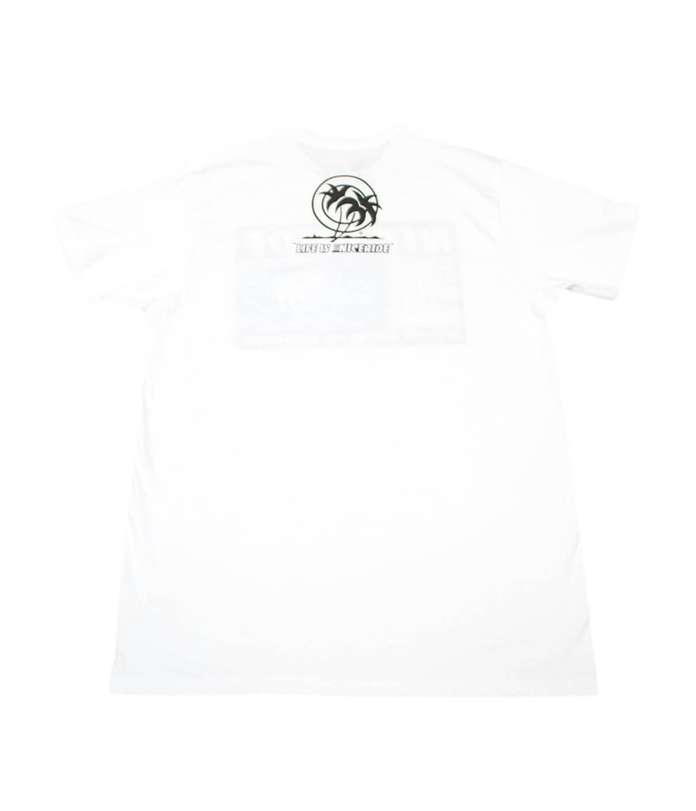 Back view of H2O short sleeve shirt featuring NICERIDE design and palm graphic, perfect premium cotton shirt.