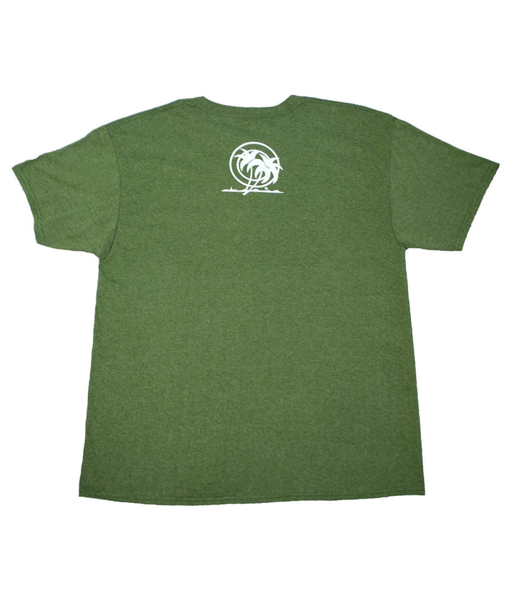 Back view of a green Hanes men&