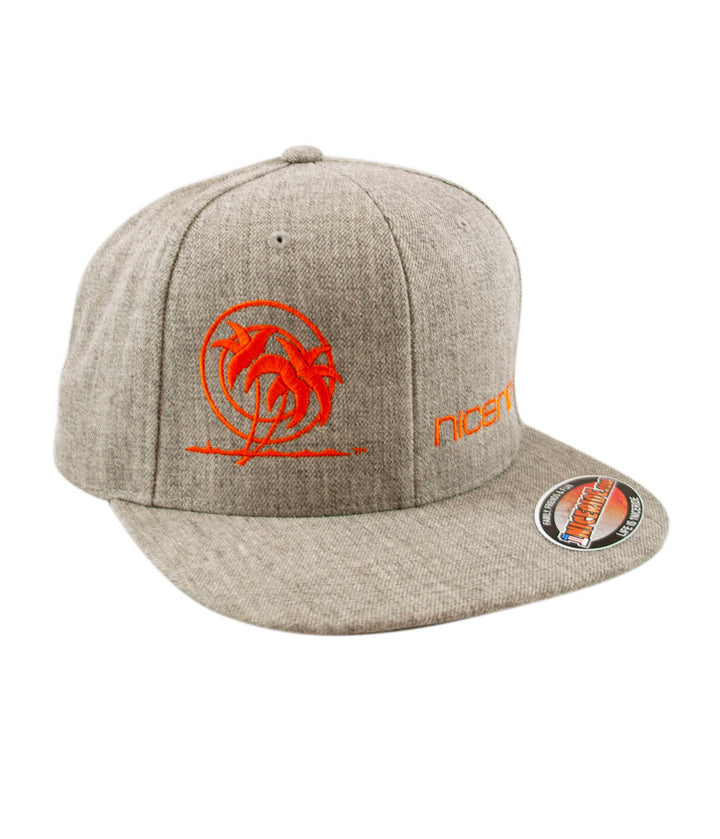 Palm Tower Heather Grey Snapback Hat featuring NICERIDE&