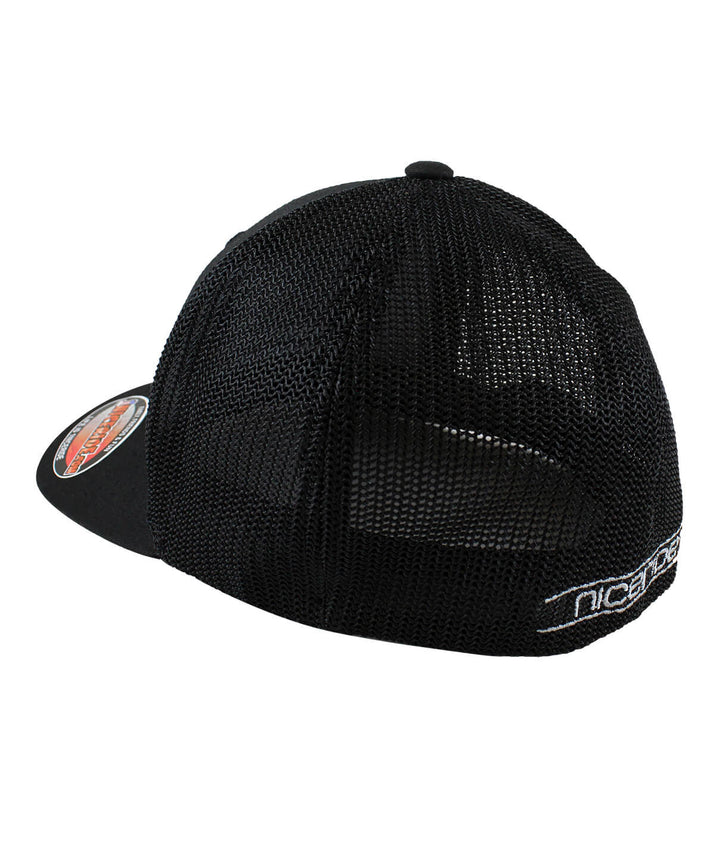 Back view of the Strong Meshback Flexfit Hat featuring NICERIDE logo and breathable mesh design.
