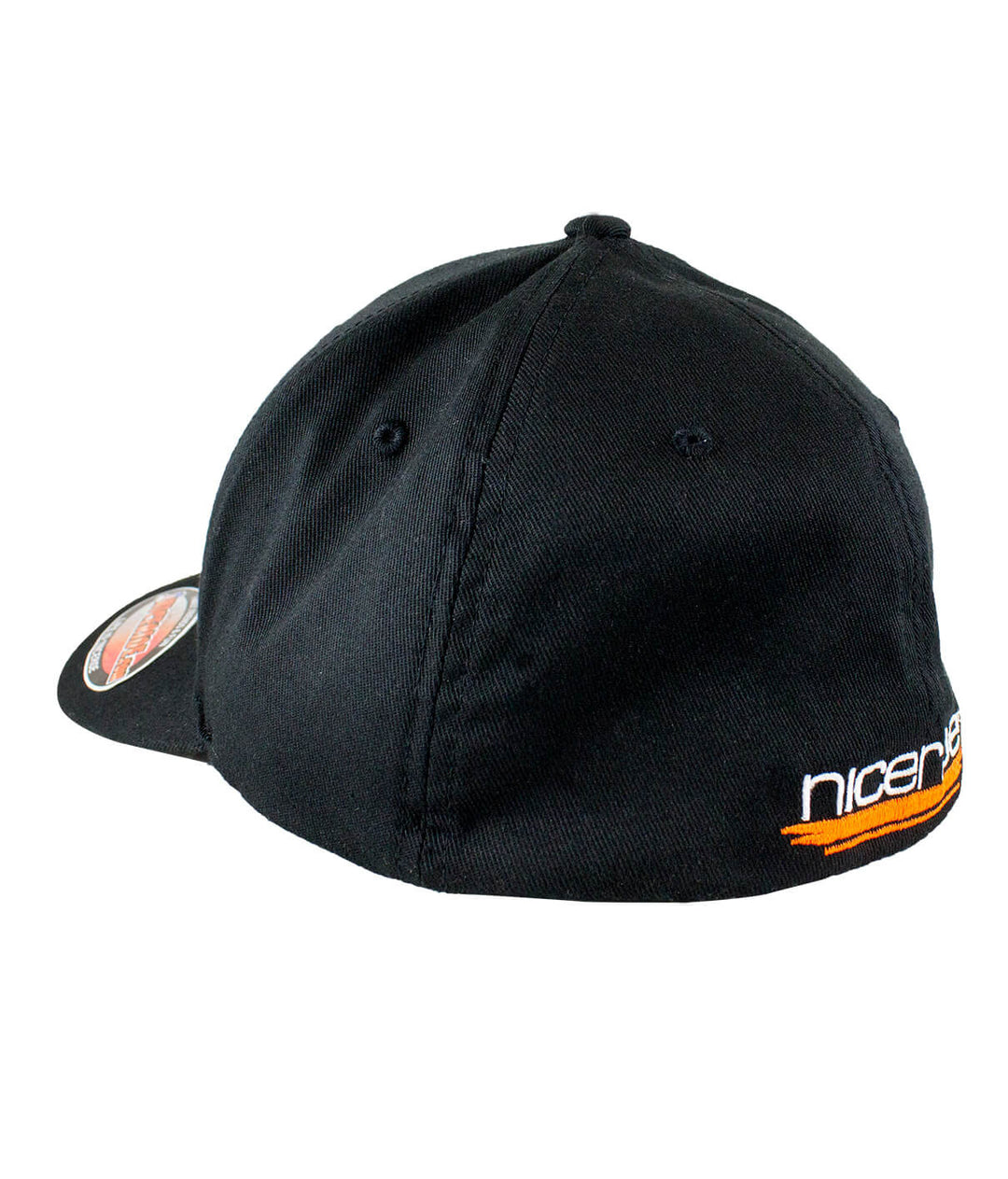 Back view of the Last Hook Up Classic Flexfit Hat with NICERIDE logo, stylish black baseball cap.
