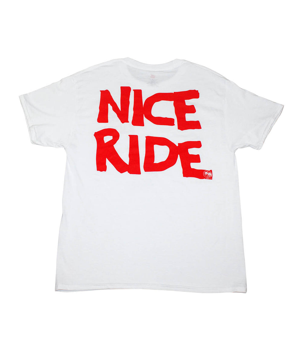 CR RIDE Men's shirt featuring a bold red 'NICE RIDE' printed on the back, perfect for everyday wear.