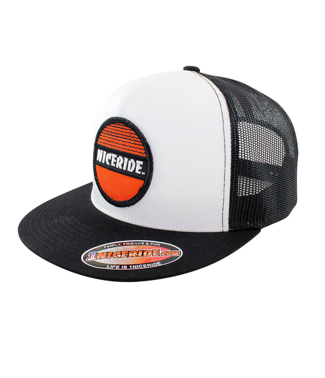 Tuna Can Unisex Style Trucker Hat with NICERIDE patch, featuring mesh back and Snapback style, perfect hat for casual wear.