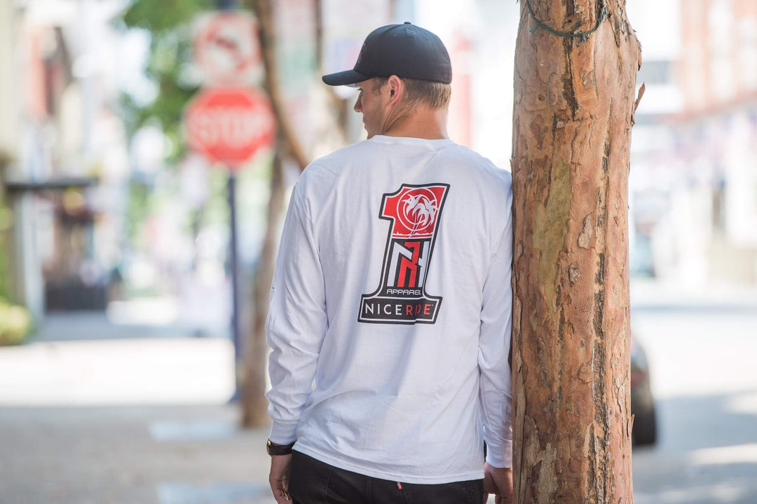 Man wearing NR 1 White Hanes Pre-Shrunk 100% Cotton Men&
