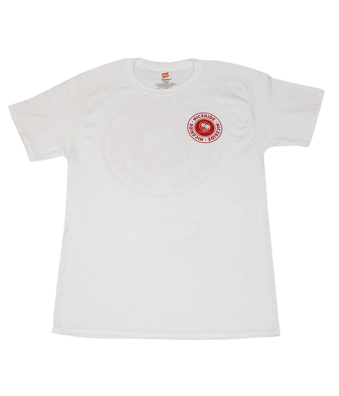 Solid shirt featuring a white Hanes men&