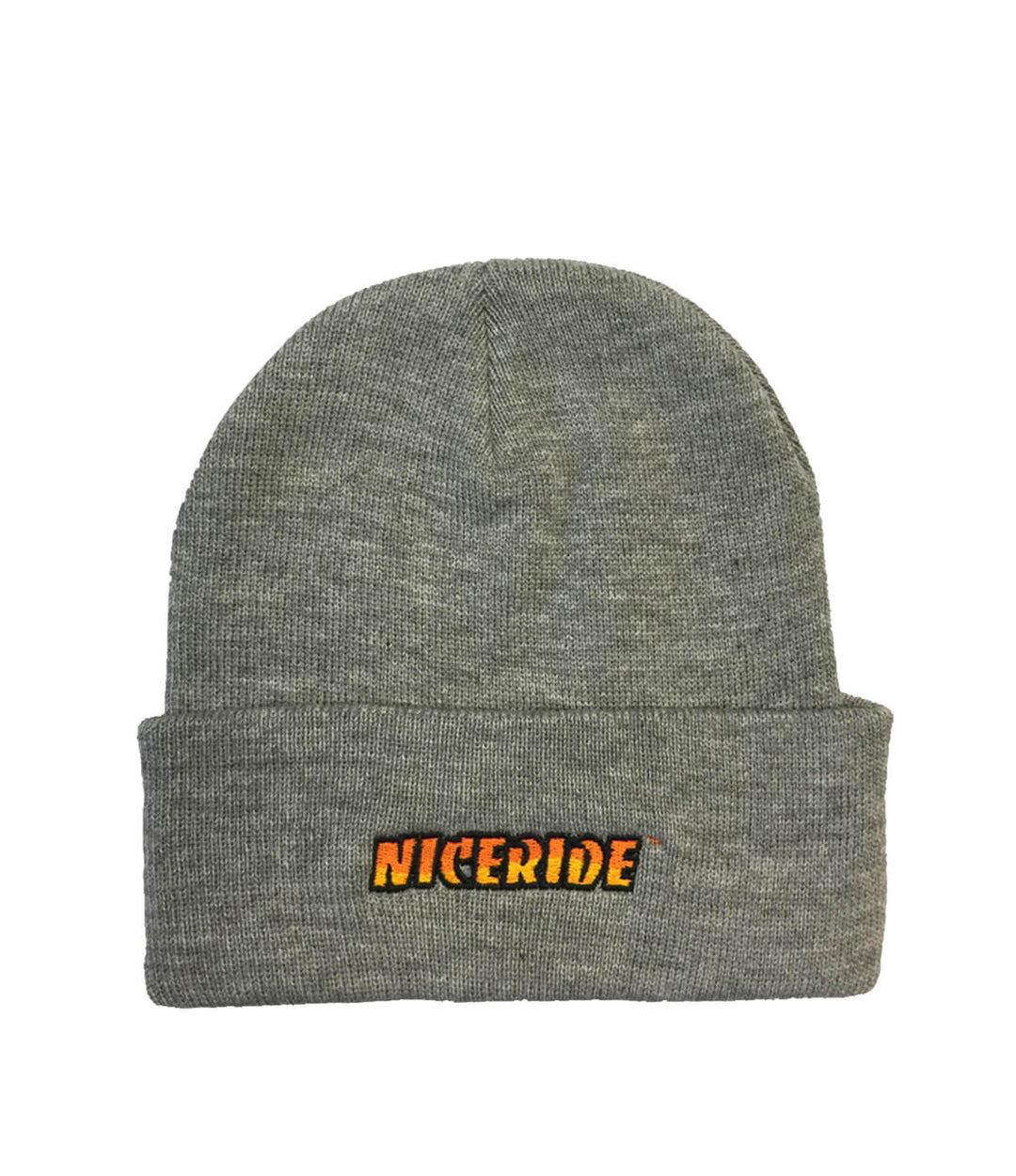Classic NICERIDE cuffed beanie with embroidered logo, perfect for stylish winter warmth.