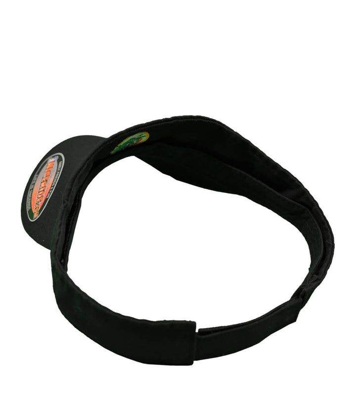 Classic Palm visor showing the curved design and hook and loop closure, made of 100% cotton.
