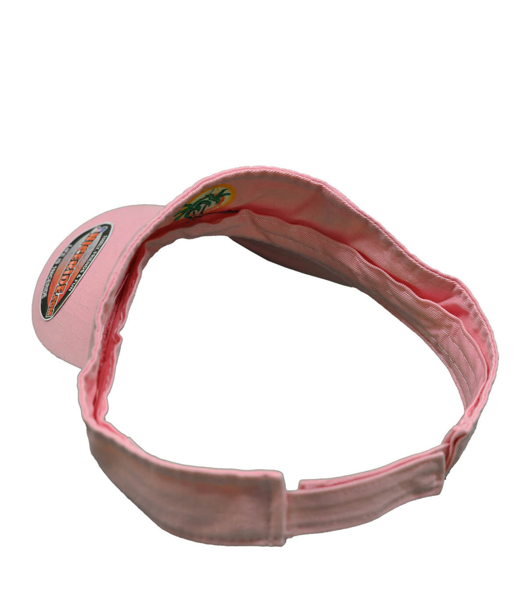 Classic Palm visor in soft pink color, featuring a pre-curved brim and hook and loop closure.