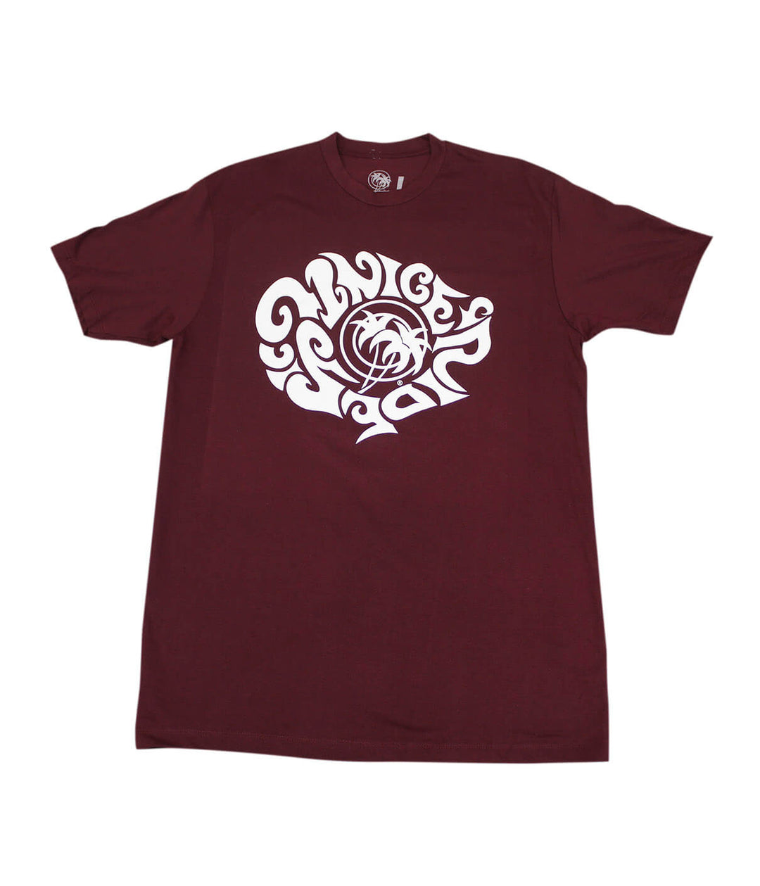 100% Combed Cotton maroon t-shirt featuring NICERIDE&