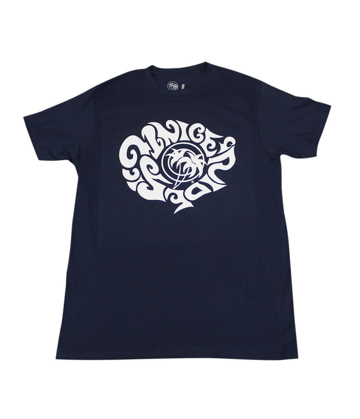 Austin P T-Shirt featuring a unique design on navy 100% Combed Cotton fabric, emphasizing quality and style.