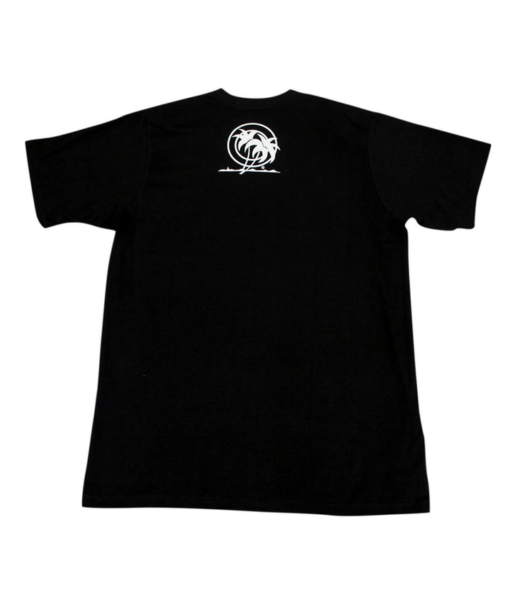 Back view of black t-shirt featuring NICERIDE&