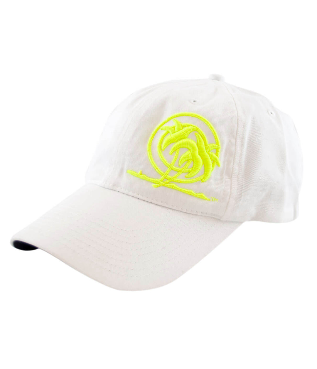 NIKE Women's adjustable cotton hat featuring NICERIDE's stenciled palm logo in bright yellow.