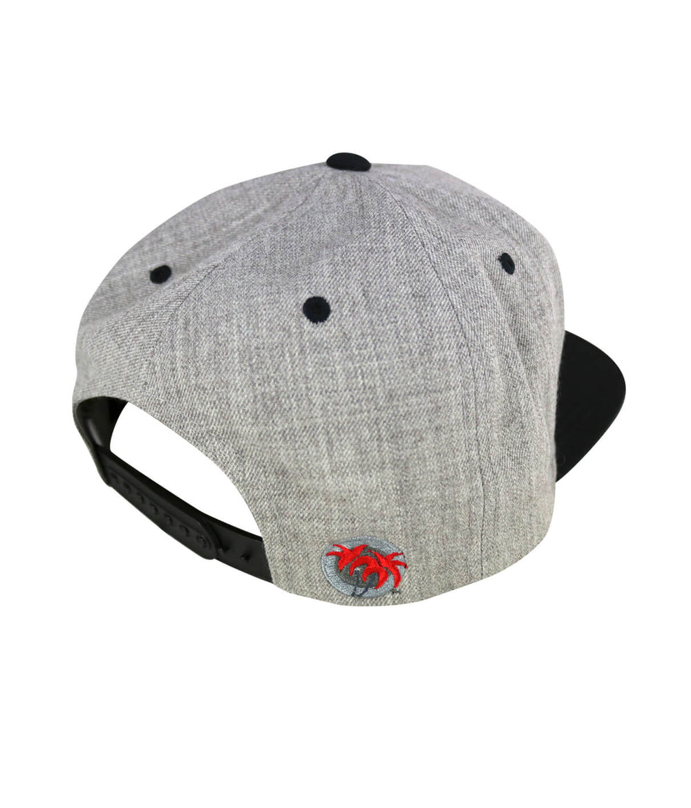 Back view of the Half Pipe flatbill snapback hat with embroidered Palm logo, perfect for outdoor adventures.